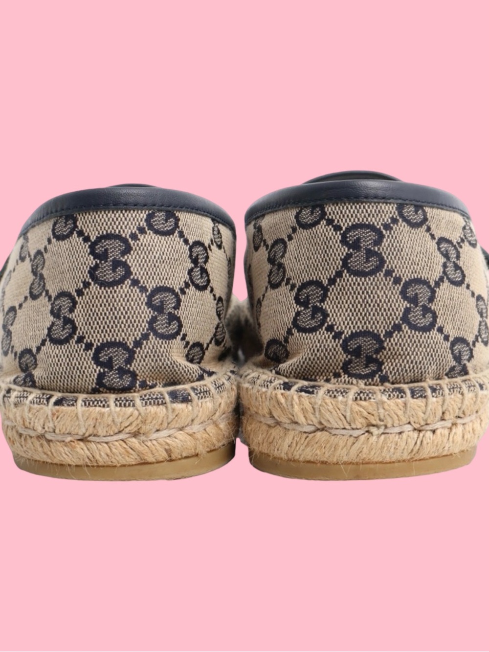 Gucci Beige and Blue GG Canvas Espadrille Slip-Ons - Picture 4 of 6